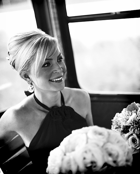 The maid of honor enjoys the ride on the trolley to the ceremony