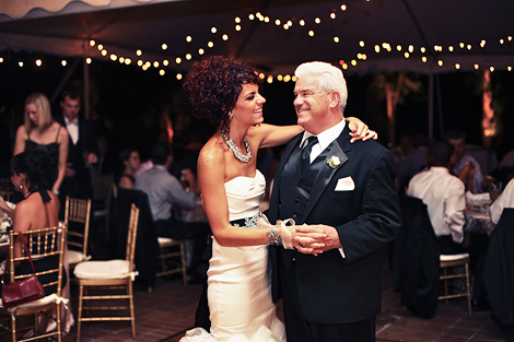 The bride shares a dance with her dad at the reception at Greenville Country Club