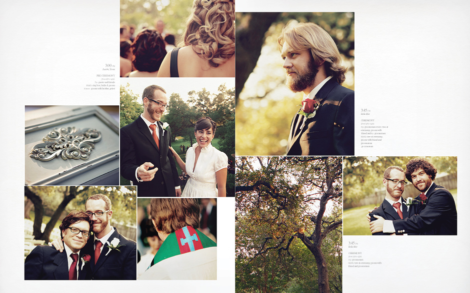 Details of this Austin, Texas outdoor summer wedding include an intricately carved silver wooden box, and the wooded sunny setting; the bride and groom spend time with each other and with the groomsmen