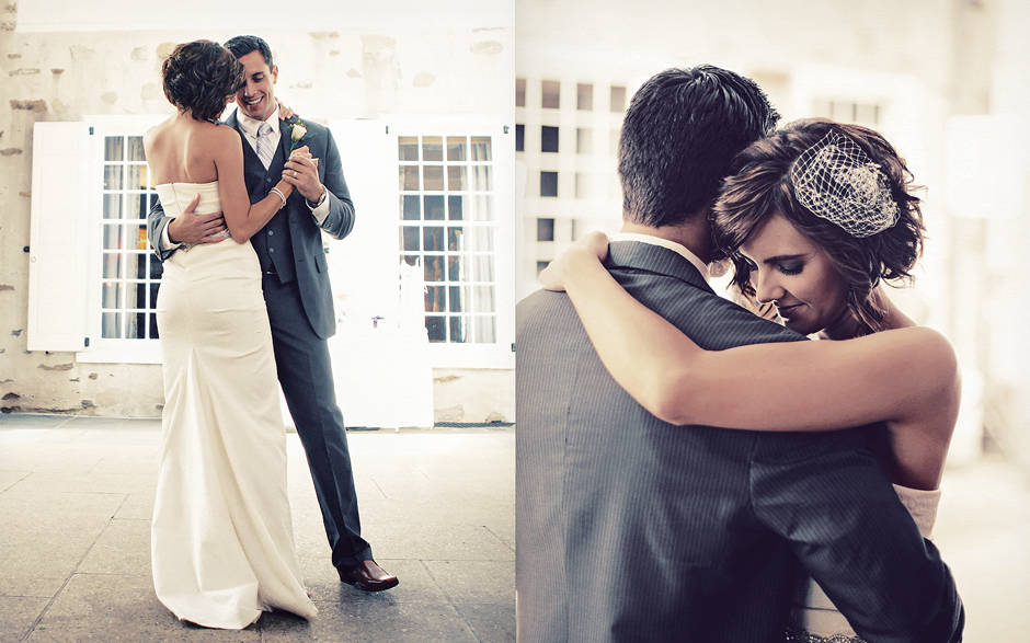 The bride and groom dance and look completely in love at their wedding reception at Appleford Estate in Villanova, photography by Peter Van Beever