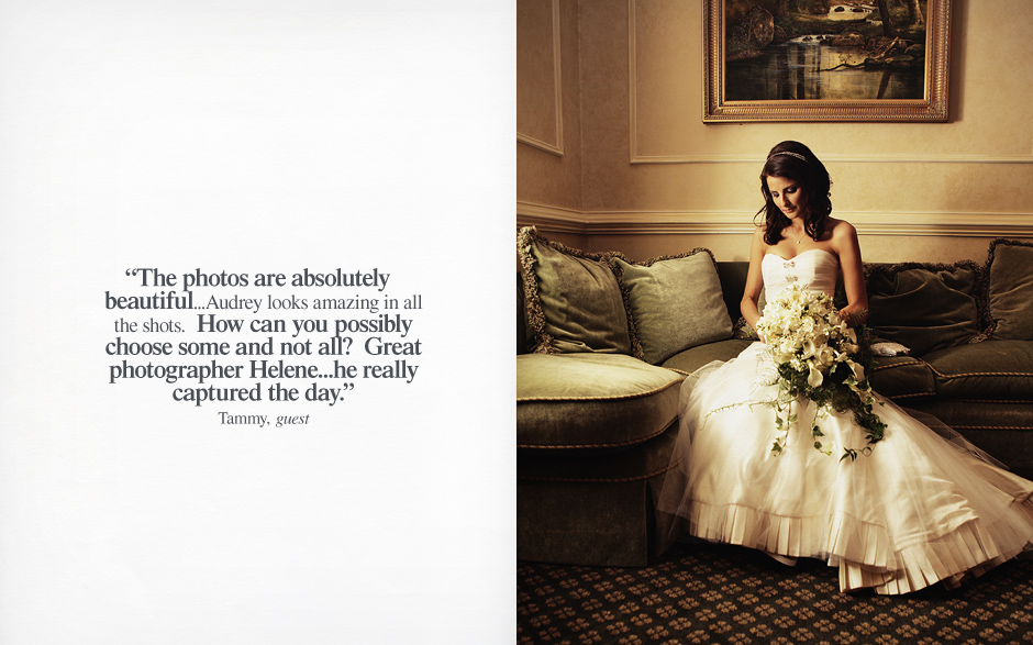 The bride sits, posing for a pre ceremony photo on her wedding day