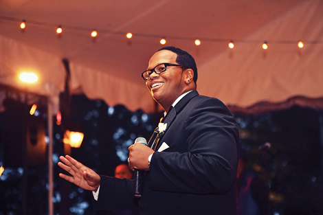 The best man gives a toast at the wedding at Greenville Country Club