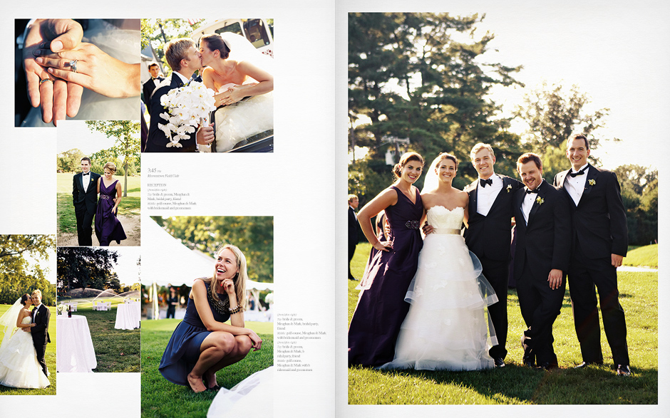 The bride and groom kiss and pose with the bridal party at the Moorestown Field Club in New Jersey