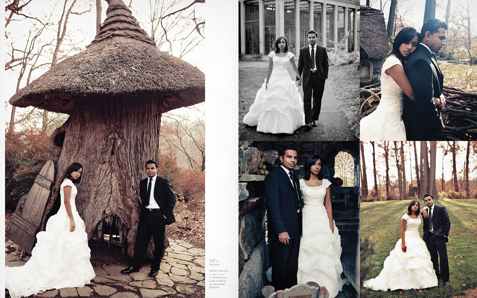 An Indian couple pose at Winterthur in Delaware for fashion style wedding portraits