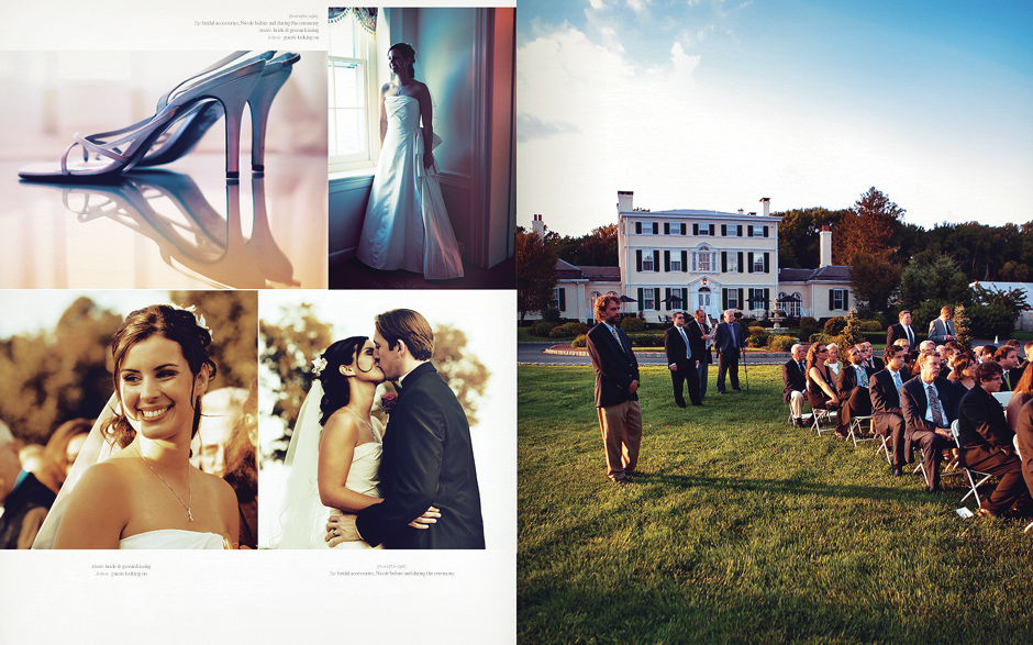 The bride gets ready before her evening ceremony at the Pen Ryn Mansion in Pennsylvania